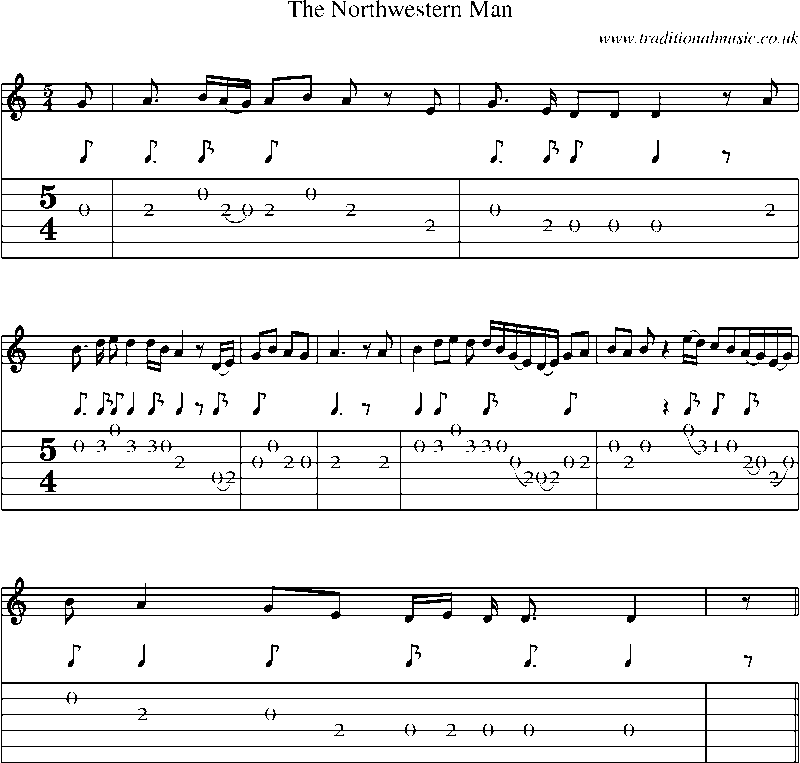 Guitar Tab and Sheet Music for The Northwestern Man