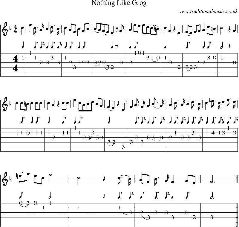 Guitar Tab and Sheet Music for Nothing Like Grog