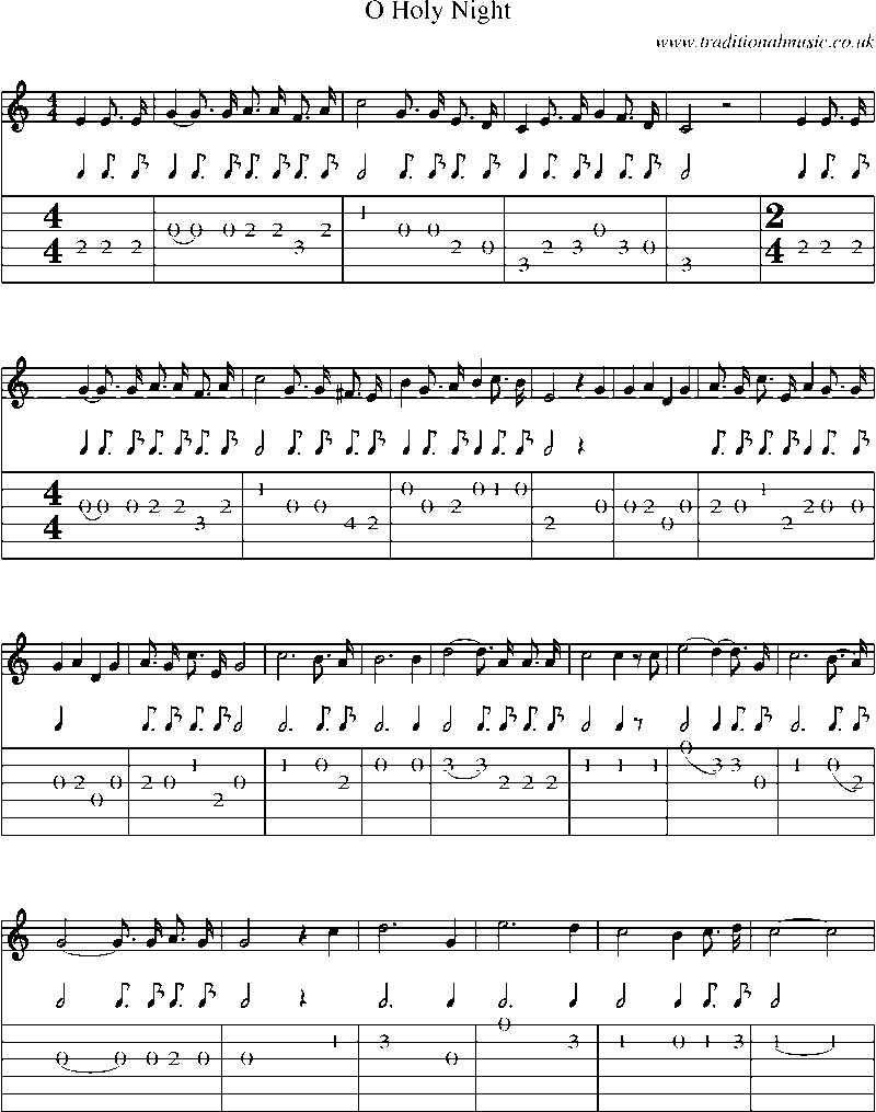 Guitar Tab and Sheet Music for O Holy Night