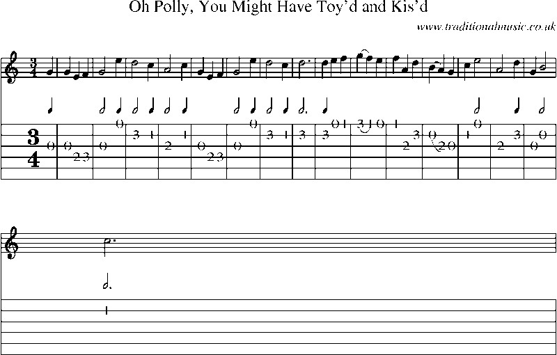 Guitar Tab and Sheet Music for Oh Polly, You Might Have Toy'd And Kis'd