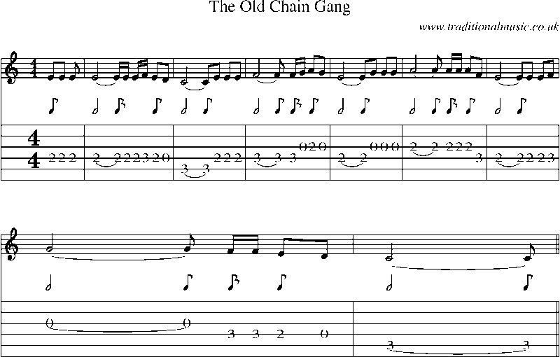 Guitar Tab and Sheet Music for The Old Chain Gang