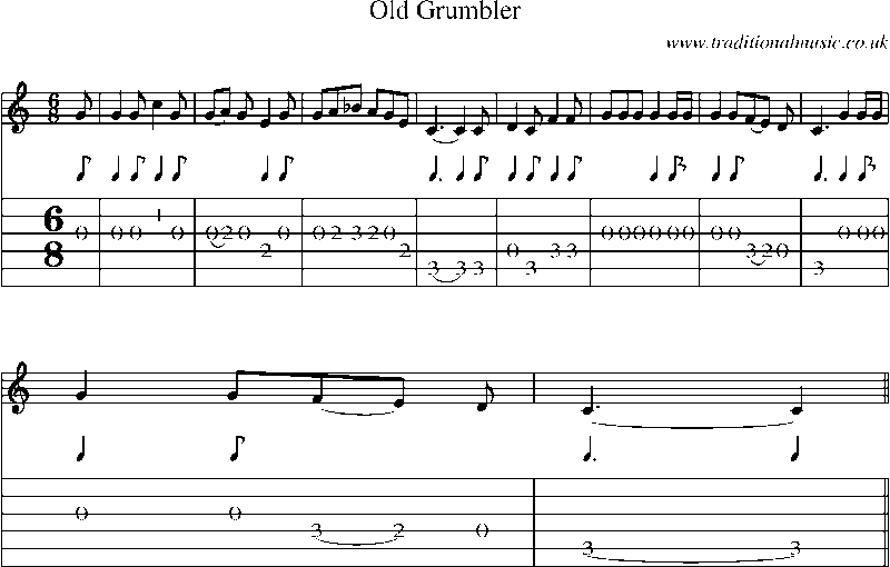 Guitar Tab and Sheet Music for Old Grumbler