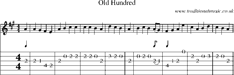 Guitar Tab and Sheet Music for Old Hundred
