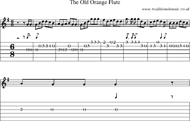 Guitar Tab and Sheet Music for The Old Orange Flute