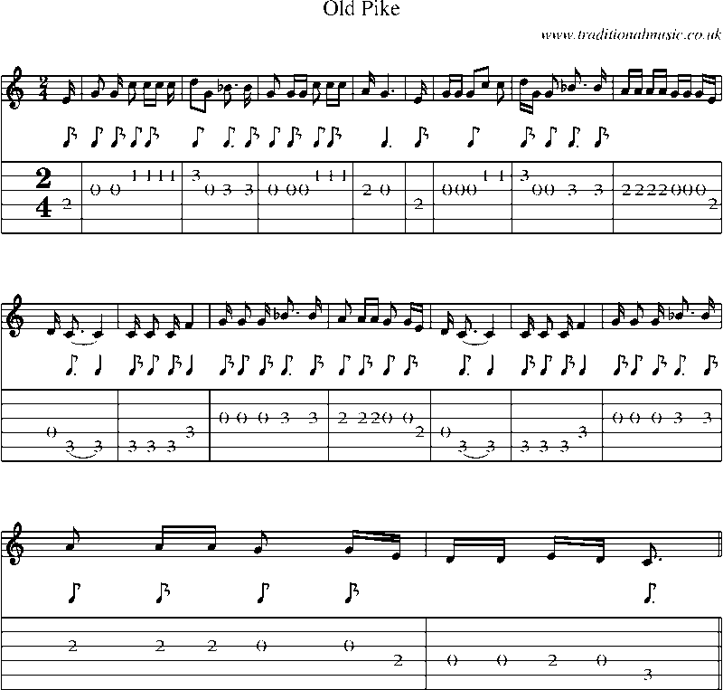 Guitar Tab and Sheet Music for Old Pike