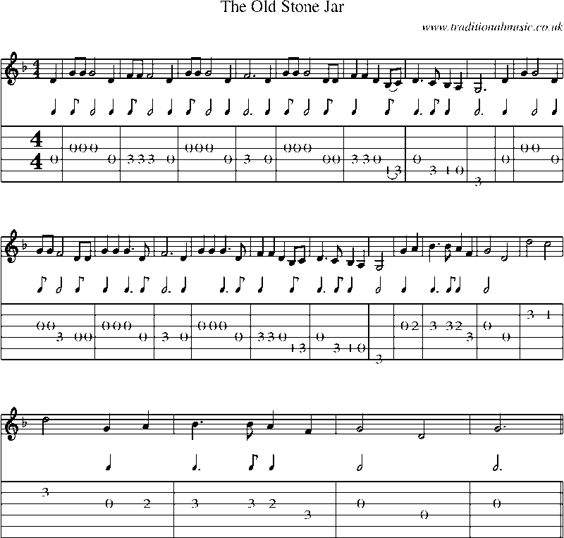 Guitar Tab and Sheet Music for The Old Stone Jar
