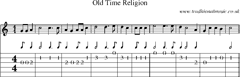 Guitar Tab and Sheet Music for Old Time Religion