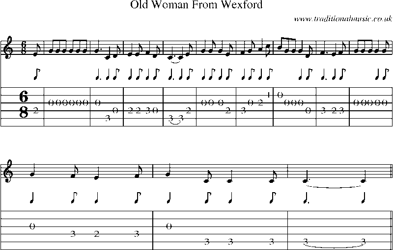 Guitar Tab and Sheet Music for Old Woman From Wexford