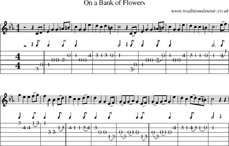 Guitar Tab and Sheet Music for On A Bank Of Flowers