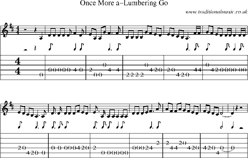 Guitar Tab and Sheet Music for Once More A-lumbering Go