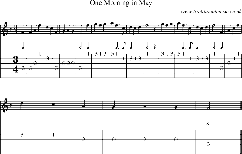 Guitar Tab and Sheet Music for One Morning In May(1)