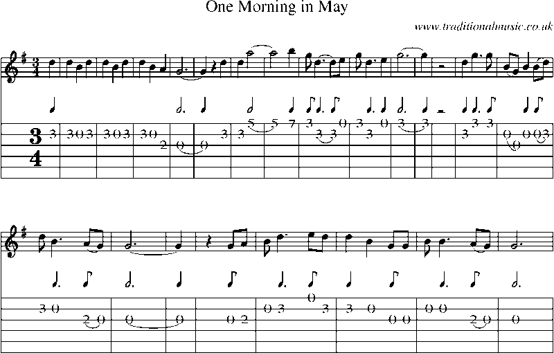 Guitar Tab and Sheet Music for One Morning In May
