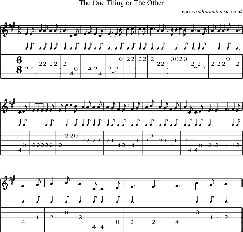 Guitar Tab and Sheet Music for The One Thing Or The Other