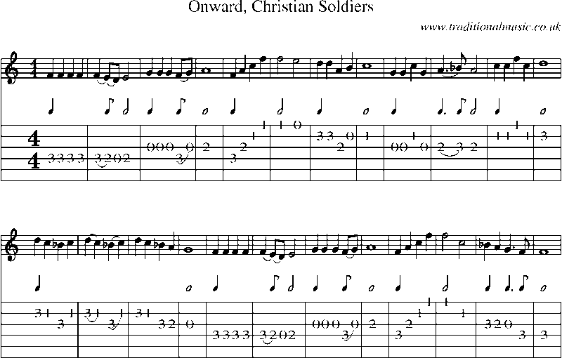 Guitar Tab and Sheet Music for Onward, Christian Soldiers