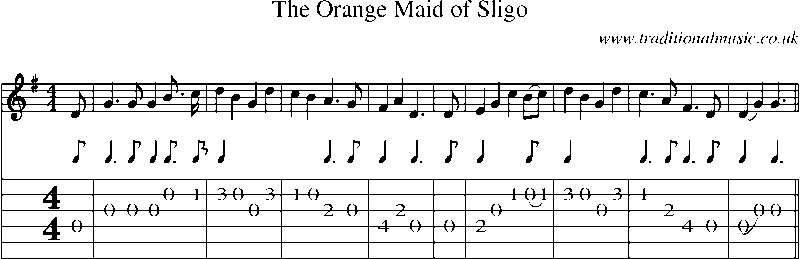 Guitar Tab and Sheet Music for The Orange Maid Of Sligo