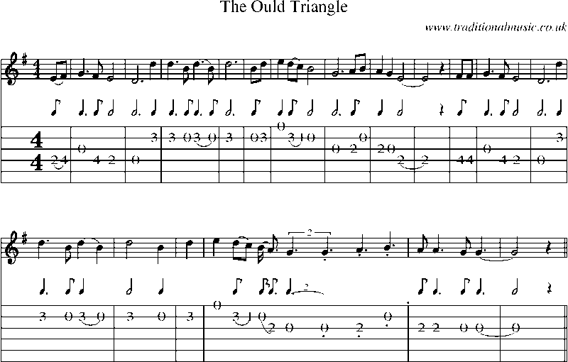 Guitar Tab and Sheet Music for The Ould Triangle