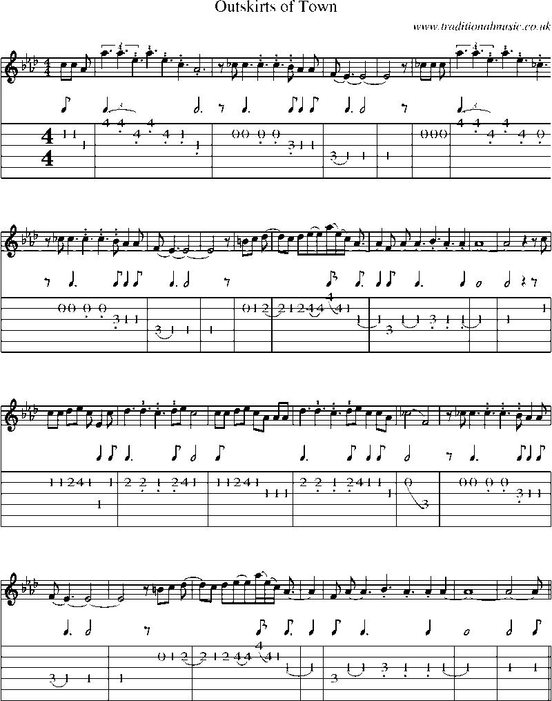 Guitar Tab and Sheet Music for Outskirts Of Town
