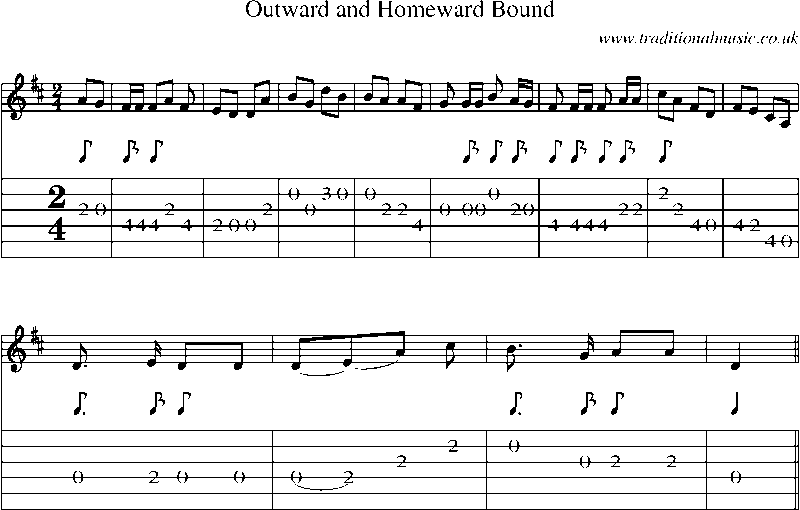 Guitar Tab and Sheet Music for Outward And Homeward Bound