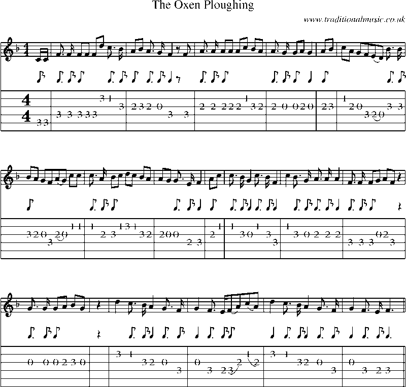 Guitar Tab and Sheet Music for The Oxen Ploughing