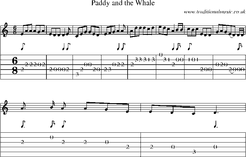 Guitar Tab and Sheet Music for Paddy And The Whale