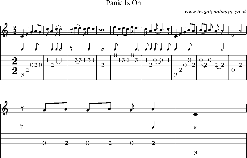 Guitar Tab and Sheet Music for Panic Is On