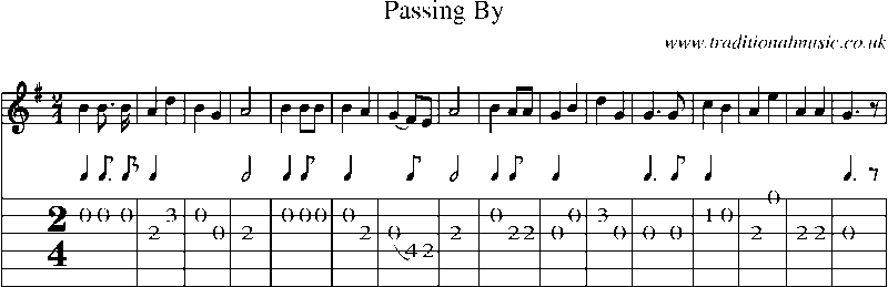 Guitar Tab and Sheet Music for Passing By