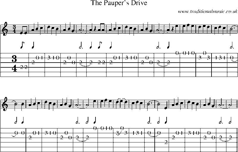 Guitar Tab and Sheet Music for The Pauper's Drive