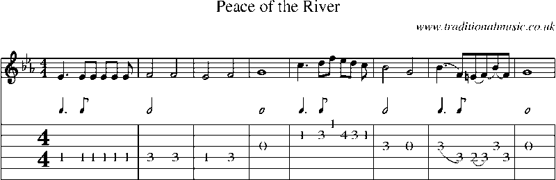 Guitar Tab and Sheet Music for Peace Of The River