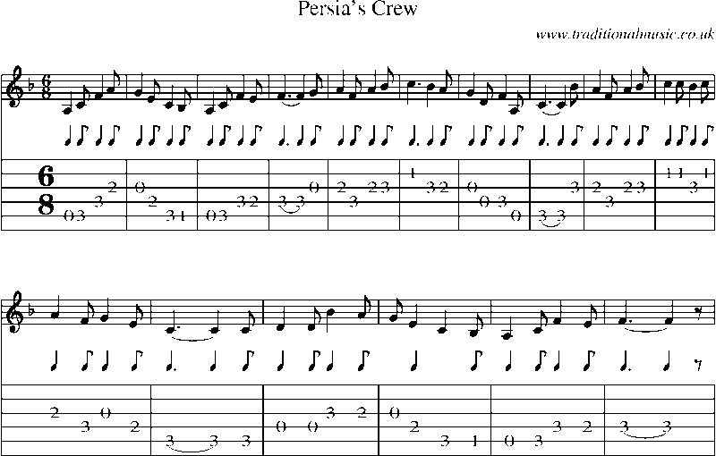 Guitar Tab and Sheet Music for Persia's Crew