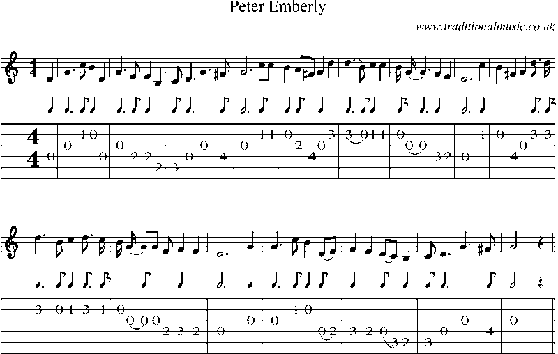 Guitar Tab and Sheet Music for Peter Emberly