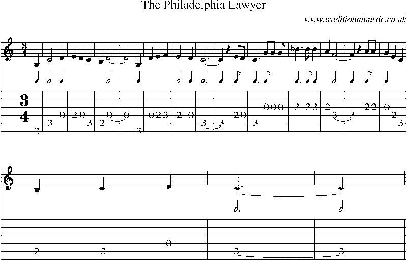 Guitar Tab and Sheet Music for The Philadelphia Lawyer