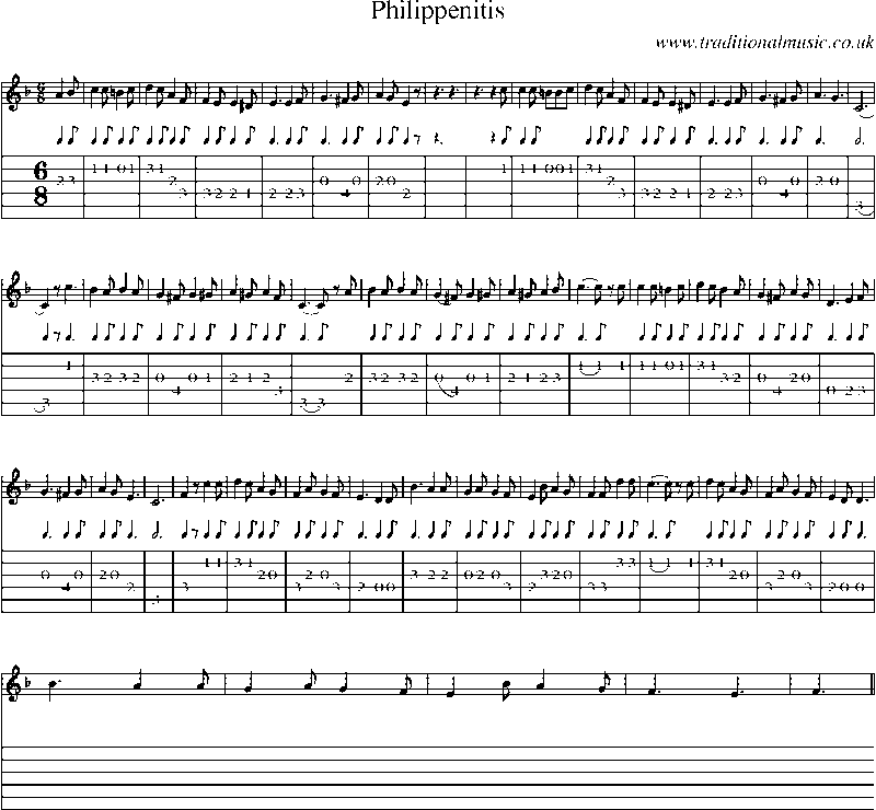 Guitar Tab and Sheet Music for Philippenitis