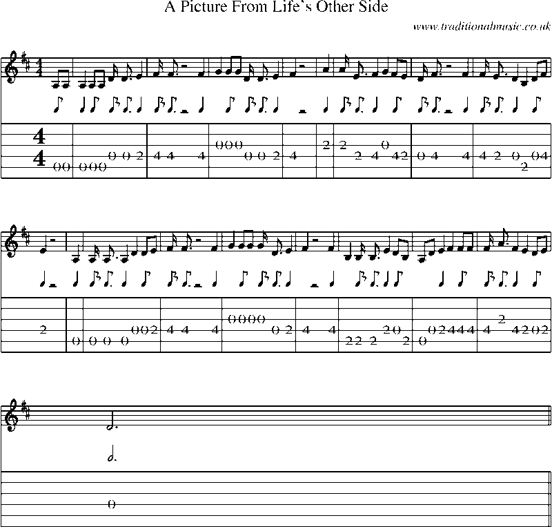 Guitar Tab and Sheet Music for A Picture From Life's Other Side