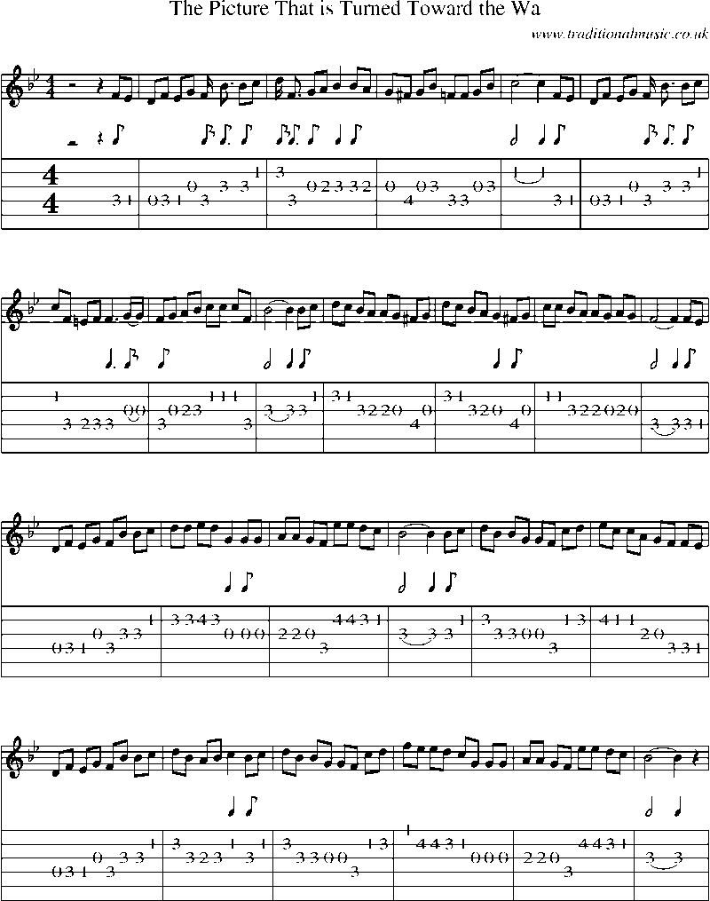 Guitar Tab and Sheet Music for The Picture That Is Turned Toward The Wa