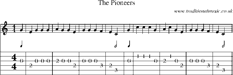 Guitar Tab and Sheet Music for The Pioneers