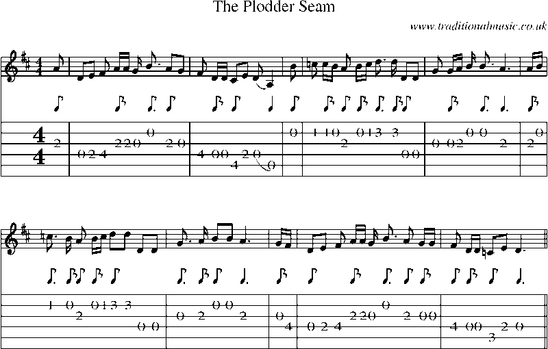 Guitar Tab and Sheet Music for The Plodder Seam