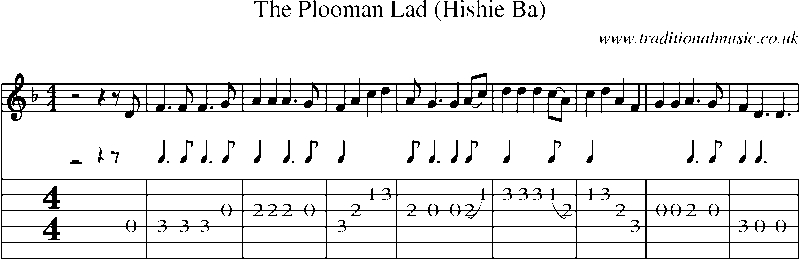 Guitar Tab and Sheet Music for The Plooman Lad (hishie Ba)