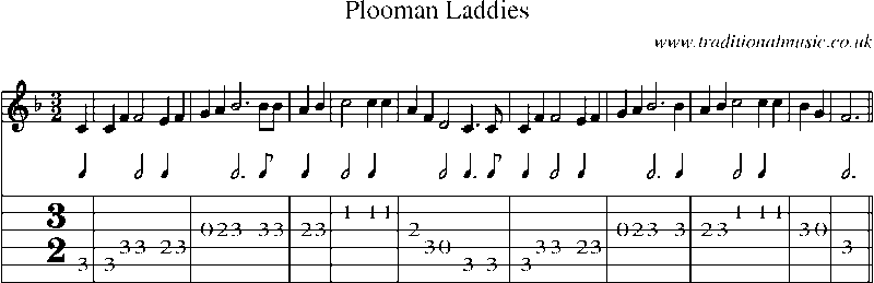 Guitar Tab and Sheet Music for Plooman Laddies