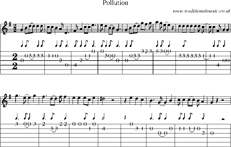 Guitar Tab and Sheet Music for Pollution