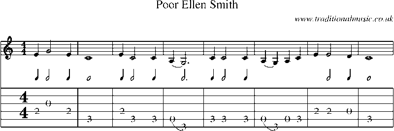 Guitar Tab and Sheet Music for Poor Ellen Smith(1)