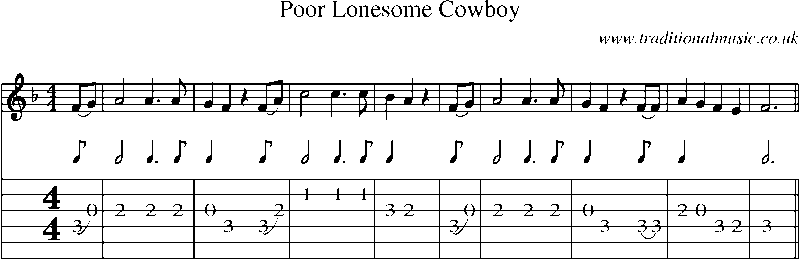 Guitar Tab and Sheet Music for Poor Lonesome Cowboy
