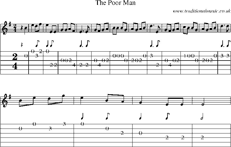 Guitar Tab and Sheet Music for The Poor Man