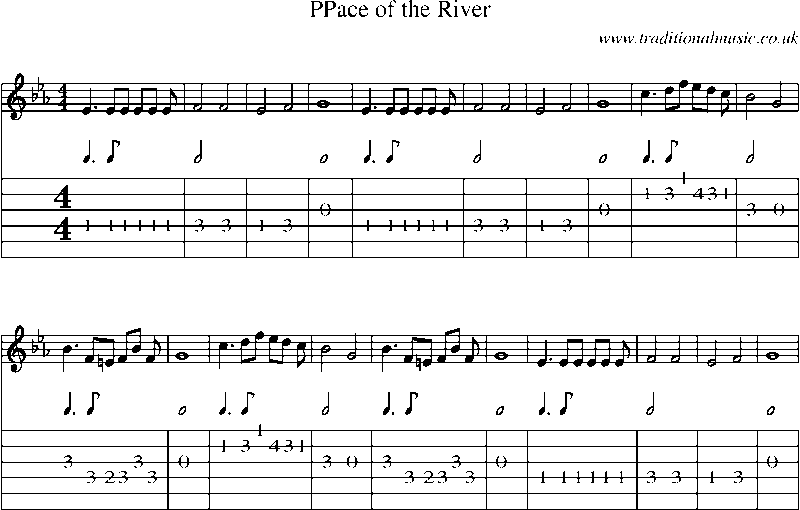 Guitar Tab and Sheet Music for Ppace Of The River