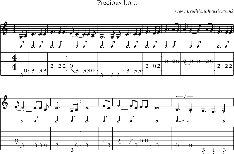 Guitar Tab and Sheet Music for Precious Lord