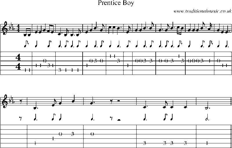 Guitar Tab and Sheet Music for Prentice Boy