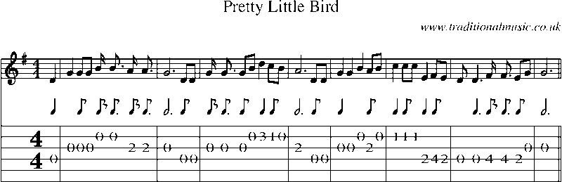 Guitar Tab and Sheet Music for Pretty Little Bird