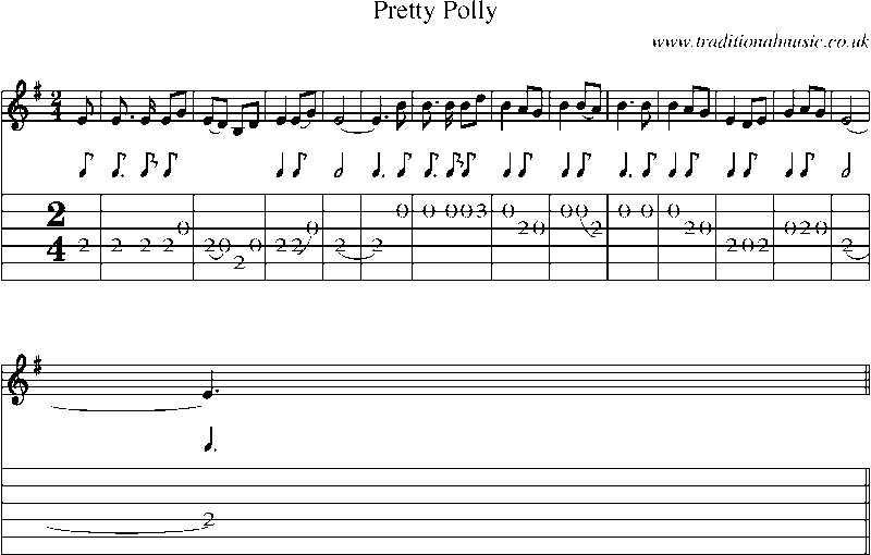 Guitar Tab and Sheet Music for Pretty Polly