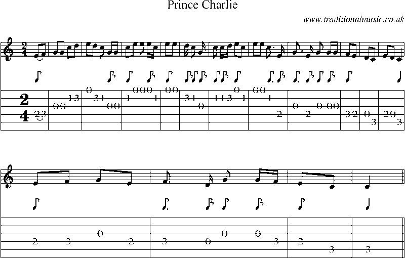 Guitar Tab and Sheet Music for Prince Charlie