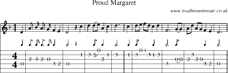 Guitar Tab and Sheet Music for Proud Margaret