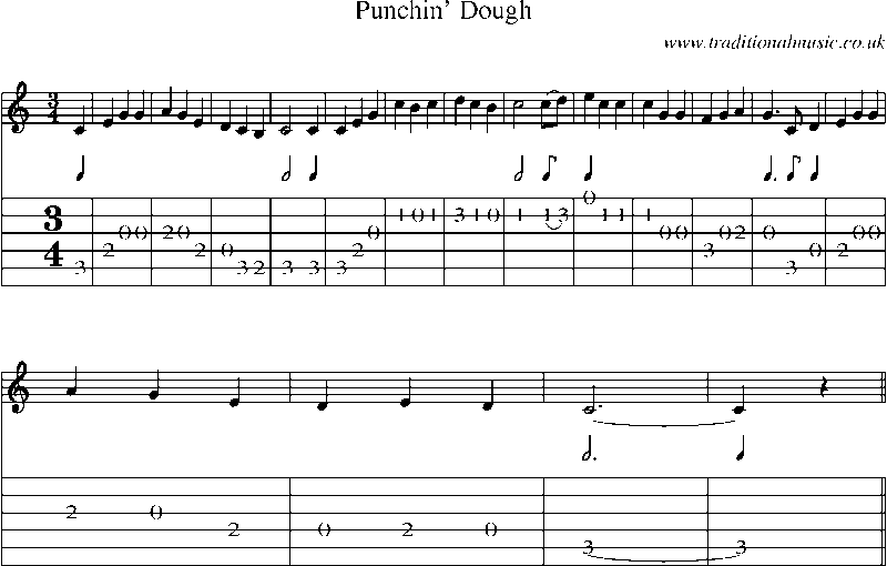 Guitar Tab and Sheet Music for Punchin' Dough